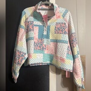 Simply Southern Floral and Geometric Top - Pink and Blue